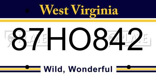 87HO842 West Virginia License Plate