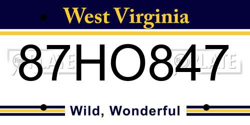 87HO847 West Virginia License Plate