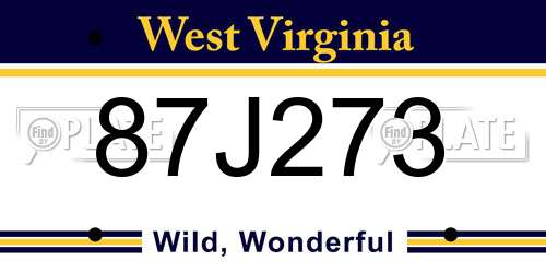 87J273 West Virginia License Plate