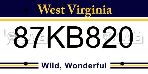 87KB820 West Virginia License Plate