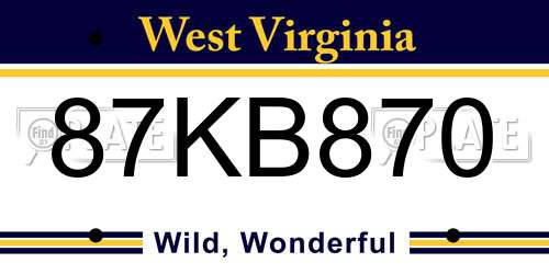 87KB870 West Virginia License Plate