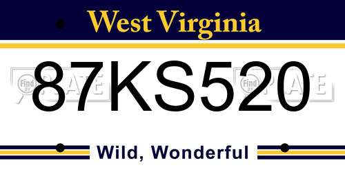 87KS520 West Virginia License Plate