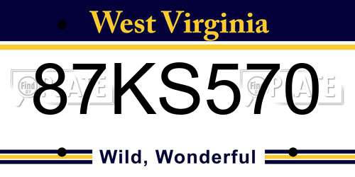 87KS570 West Virginia License Plate