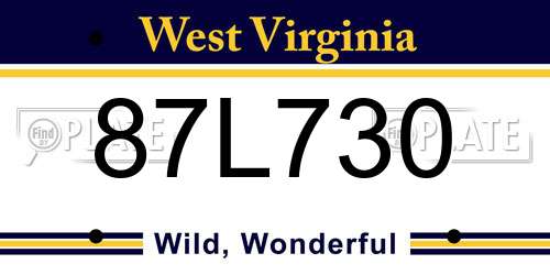 87L730 West Virginia License Plate