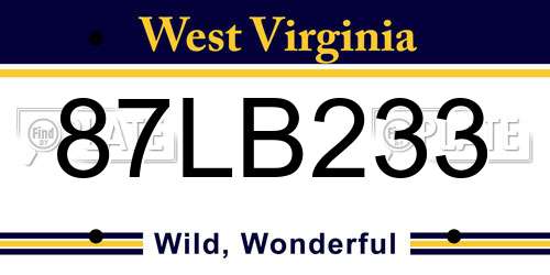 87LB233 West Virginia License Plate