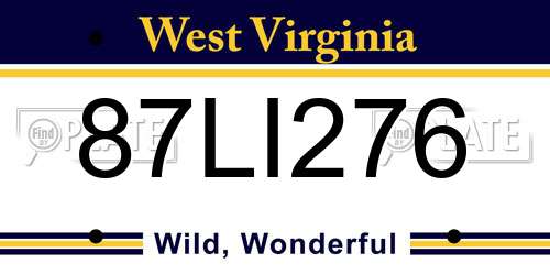 87LI276 West Virginia License Plate