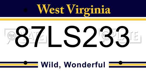 87LS233 West Virginia License Plate