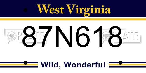 87N618 West Virginia License Plate