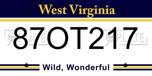 87OT217 West Virginia License Plate