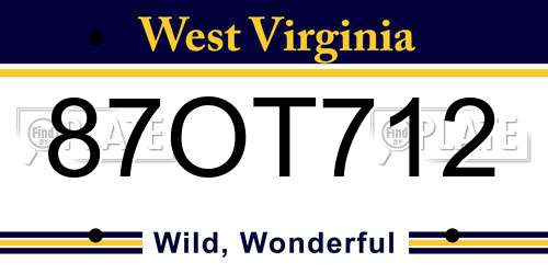 87OT712 West Virginia License Plate