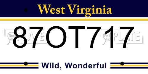 87OT717 West Virginia License Plate