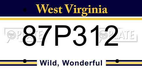 87P312 West Virginia License Plate