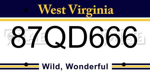 87QD666 West Virginia License Plate