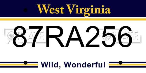 87RA256 West Virginia License Plate