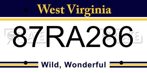 87RA286 West Virginia License Plate