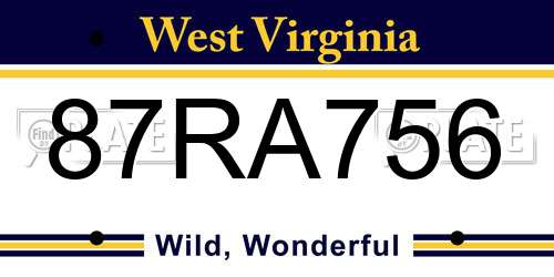 87RA756 West Virginia License Plate