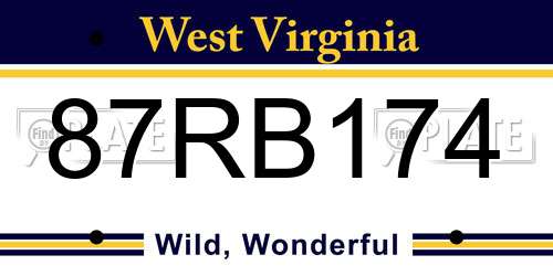 87RB174 West Virginia License Plate