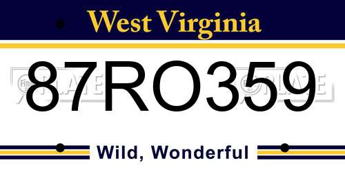 87RO359 West Virginia License Plate