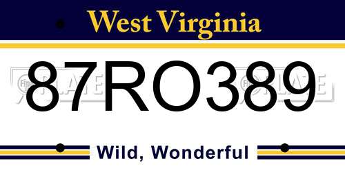 87RO389 West Virginia License Plate