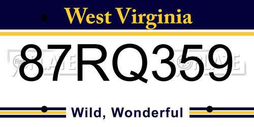 87RQ359 West Virginia License Plate