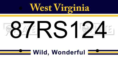 87RS124 West Virginia License Plate