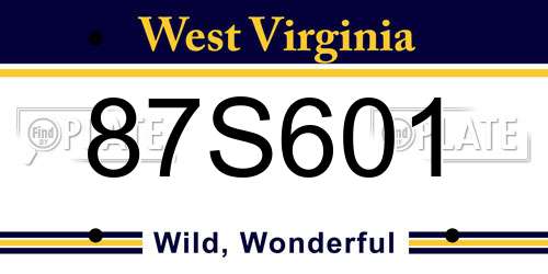 87S601 West Virginia License Plate