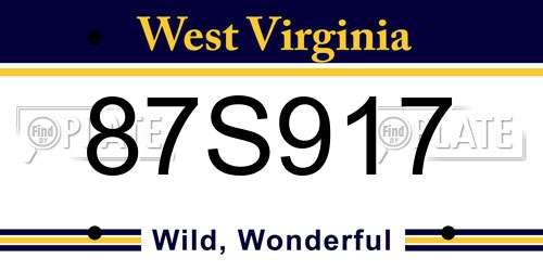 87S917 West Virginia License Plate