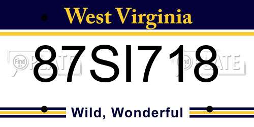 87SI718 West Virginia License Plate