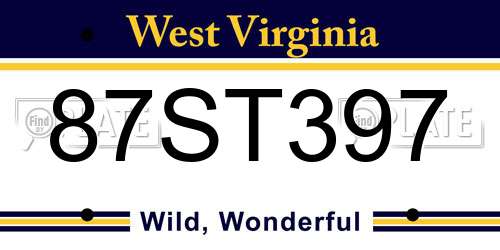 87ST397 West Virginia License Plate
