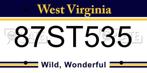 87ST535 West Virginia License Plate