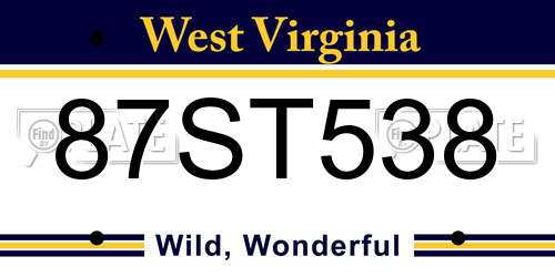 87ST538 West Virginia License Plate