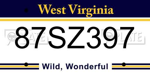 87SZ397 West Virginia License Plate