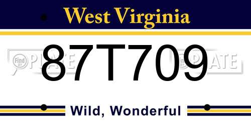 87T709 West Virginia License Plate