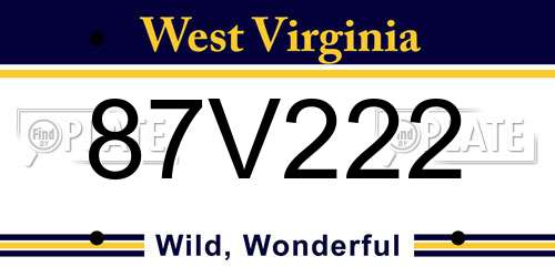 87V222 West Virginia License Plate