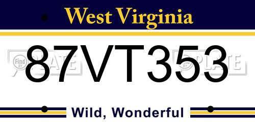 87VT353 West Virginia License Plate
