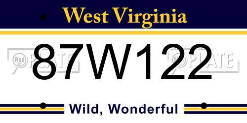 87W122 West Virginia License Plate