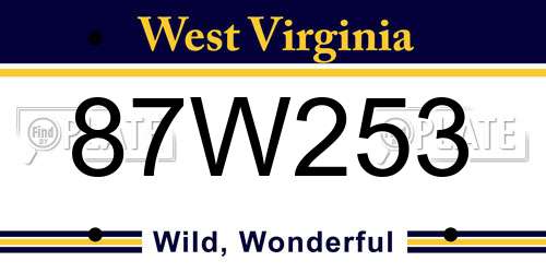 87W253 West Virginia License Plate