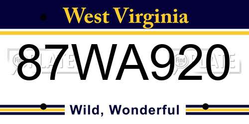 87WA920 West Virginia License Plate