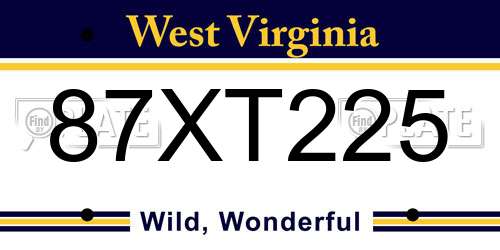 87XT225 West Virginia License Plate