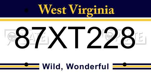87XT228 West Virginia License Plate