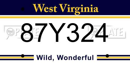 87Y324 West Virginia License Plate