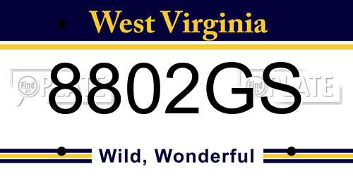 8802GS West Virginia License Plate