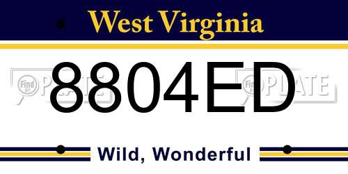 8804ED West Virginia License Plate