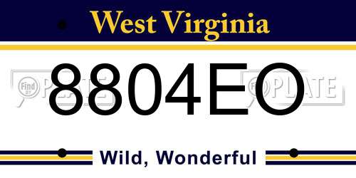 8804EO West Virginia License Plate