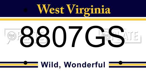 8807GS West Virginia License Plate