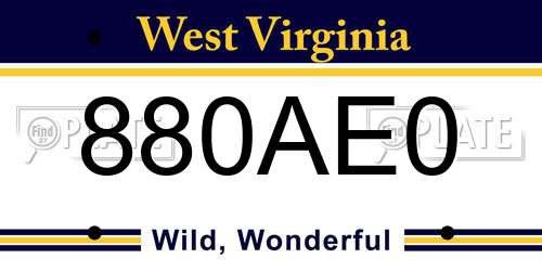 880AE0 West Virginia License Plate