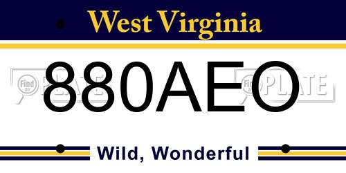 880AEO West Virginia License Plate