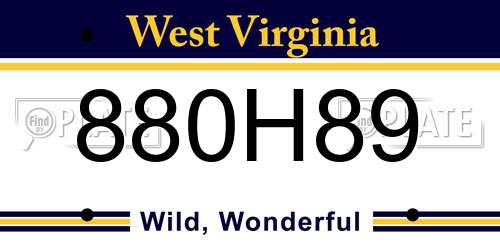 880H89 West Virginia License Plate