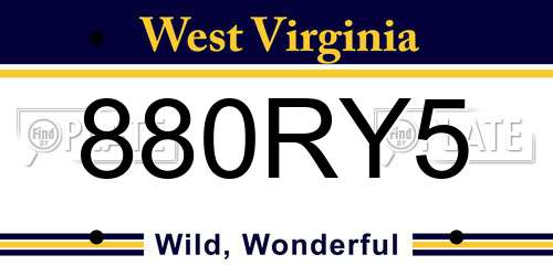 880RY5 West Virginia License Plate
