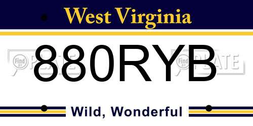 880RYB West Virginia License Plate